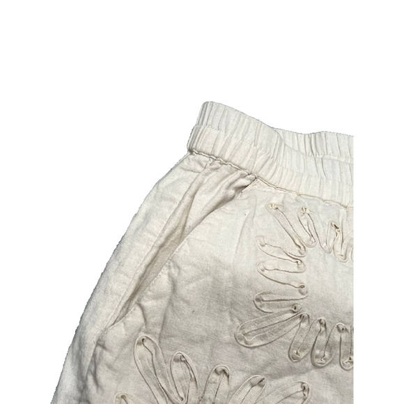 Topman laid on embroidered Y2K linen mix shorts in ecru Size 32 A003674 - Picture 6 of 10